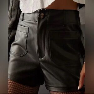 NWT Anthropologie Maeve The Colette Faux Leather High Waist Shorts - Size 25